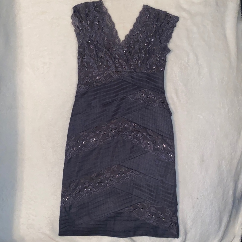 Marina Gray cocktail lace sequins dress
